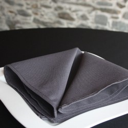 Serviette de table gris fer, 100% polyester, Anne-C