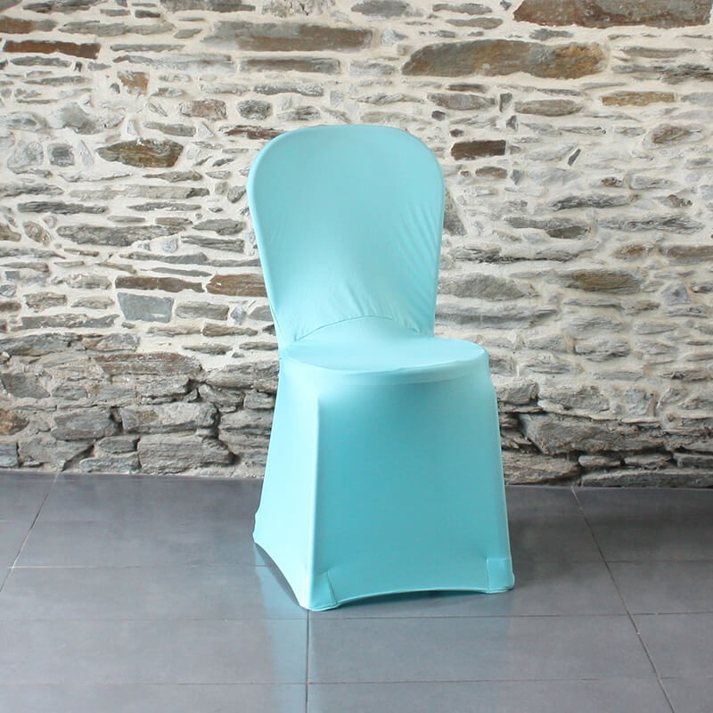 Housse de chaise lycra bleu turquoise Anne-C