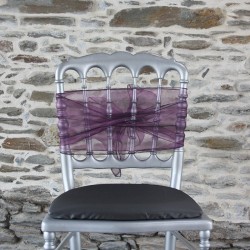 Ceinturage, nœud de chaise organza prune, Anne-C